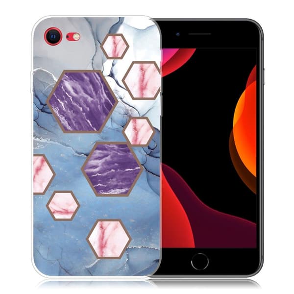 Marble design iPhone SE 2020 & iPhone 7 cover - Sekskantede Fragmenter I Blå Blue