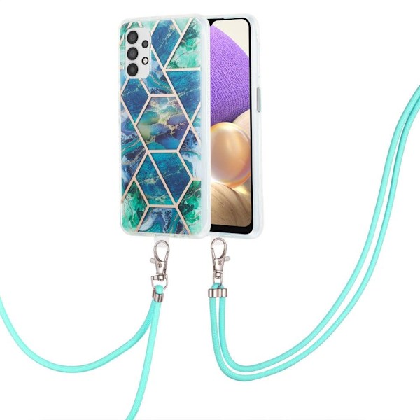 Slim og Holdbart Blødtcover med Snor til Samsung Galaxy A23 5G / A23 - Blå / Grøn Blue