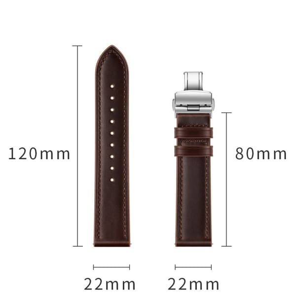 Samsung Gear S3 / S3 Frontier ægte læder Urrem - Sølv / Kaffe Brown