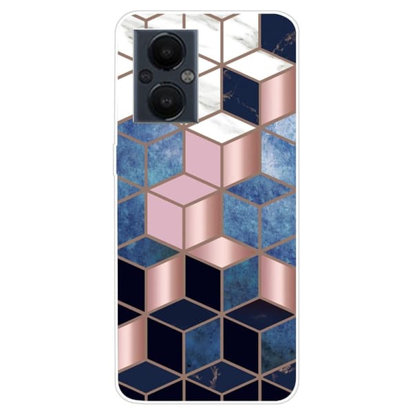 Marble OnePlus Nord N20 5G Suojakotelo - Sininen / Kulta Cube Multicolor
