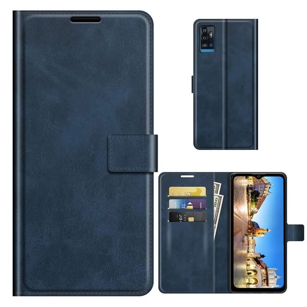 Lompakko Nahkakotelo For ZTE Blade A71 - Sininen Blue