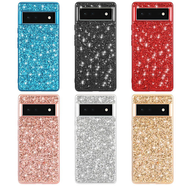 Glitter Google Pixel 6 Etui - Rød Red