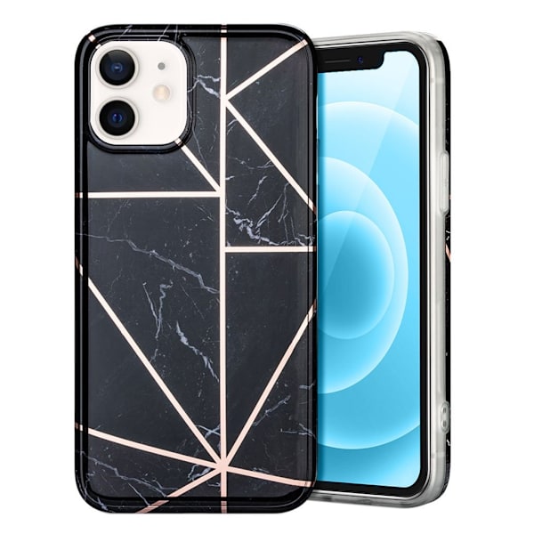 Marble iPhone 12 Mini Etui - Svart Black