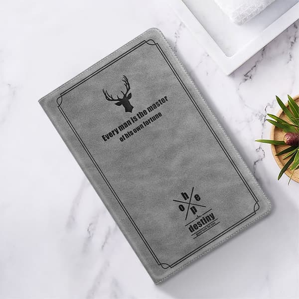 Samsung Galaxy Tab S6 Lite flip-etui i PU-lær med hjortemønster - Grå Silver grey