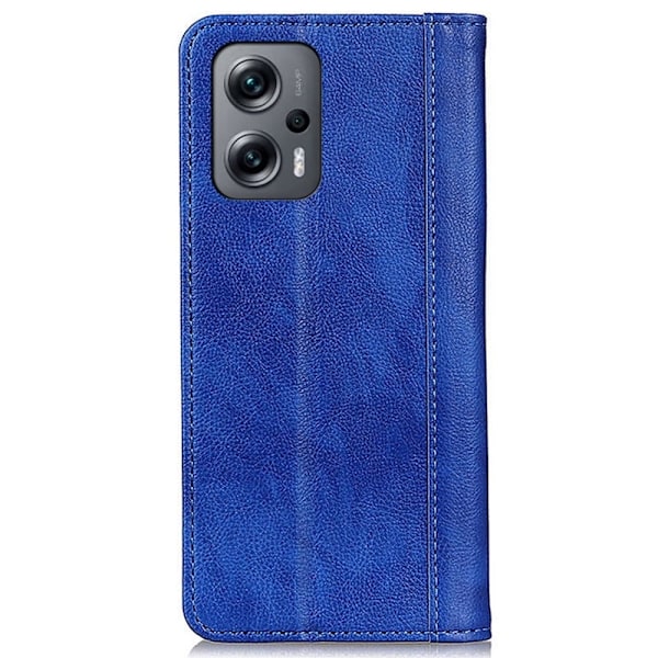 Äkta läder Xiaomi Poco X4 GT / Xiaomi Redmi Note 11T Pro / Xiaomi Redmi Note 11T Pro Plus fodral med magnetisk stängning Blå