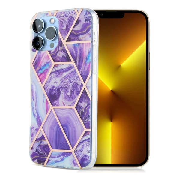 Marmormotiv iPhone 13 Pro Max skal - Mörklila Lila