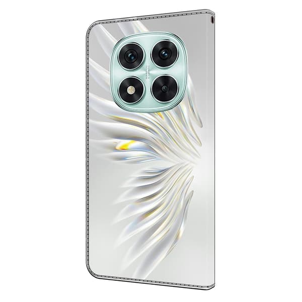 Xiaomi Redmi Note 14 Pro+ 5G plånboksfodral mönster tryck stativ läder flip telefonskal - Kristallvingar Vit