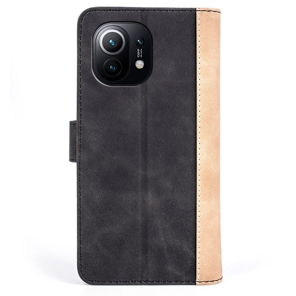 To-farvet Xiaomi Mi 11 læderetui - Sort Black