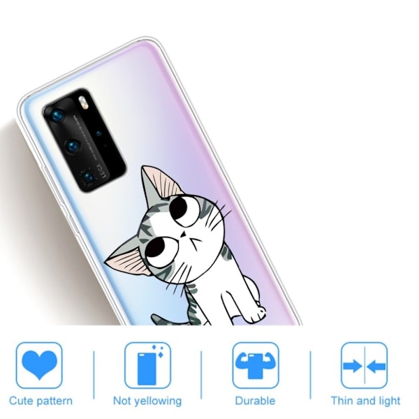 Deco Huawei P40 Pro Cover - Sød kat Multicolor