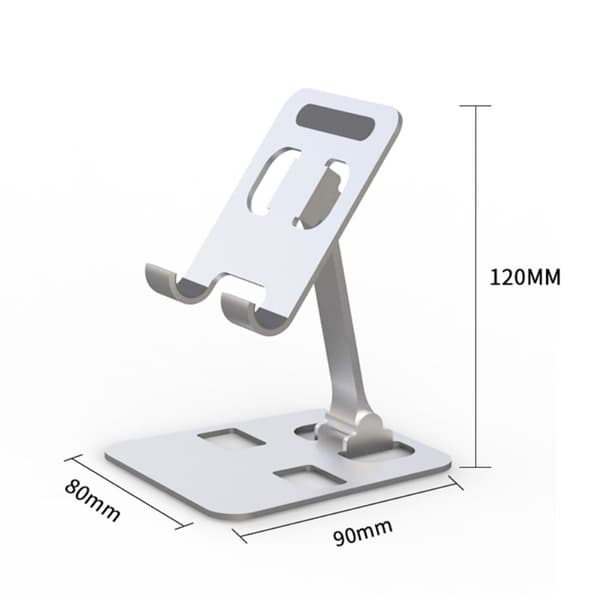 Yleiskäyttöinen kokoontaitettava pöytäpuhelin- ja tablettiteline - Harmaa Silver grey