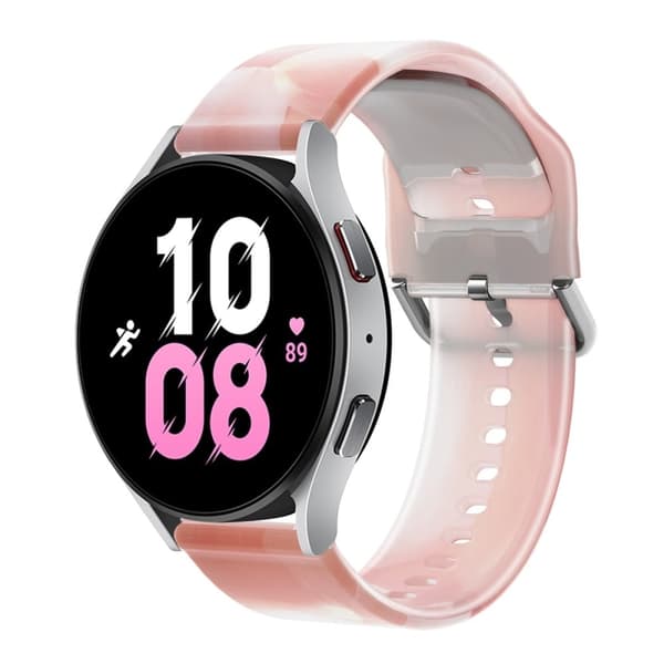 22 mm universal regnbuefarget klokkerem i silikon - Spring Cherry Pink