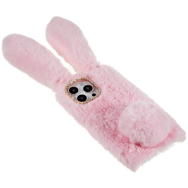 Fluffy Rabbit iPhone 14 Pro Max skal - Rosa Rosa