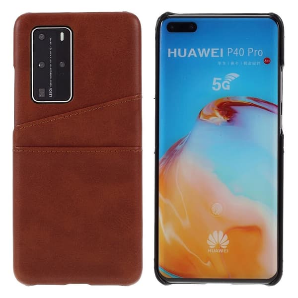 Dual Card Cover - Huawei P40 Pro - Kaffe Brown