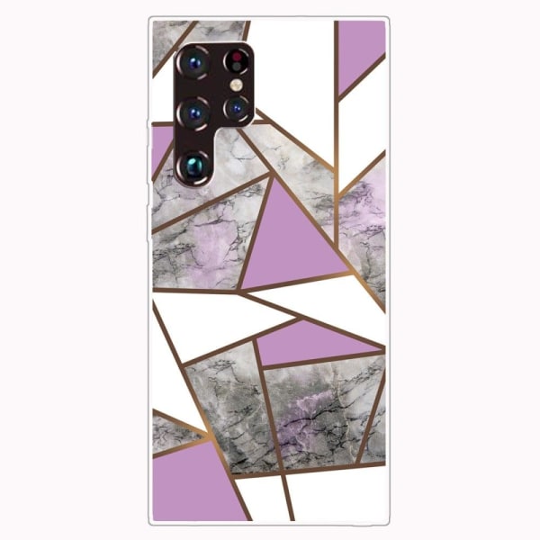 Marble Samsung Galaxy S22 Ultra Suojakotelo - Violetti / Valkoinen / Harmaa Marble Multicolor