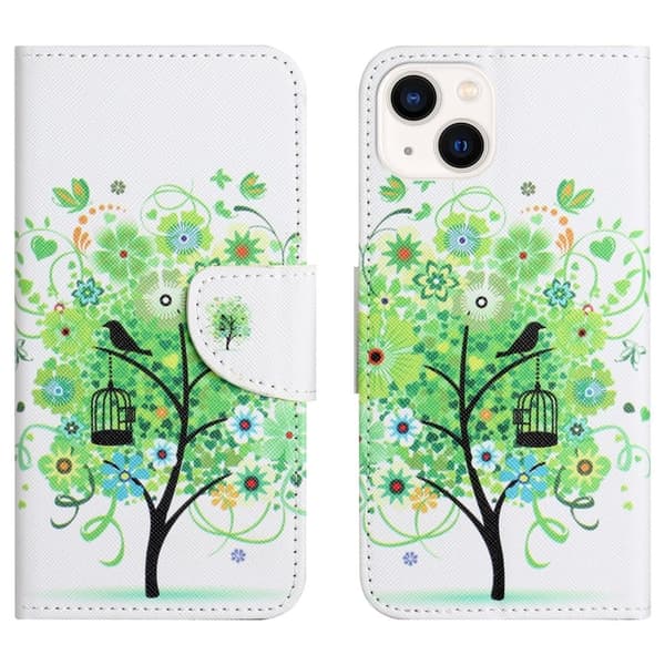Wonderland iPhone 15 Plus flip etui - Grønt Træ Green