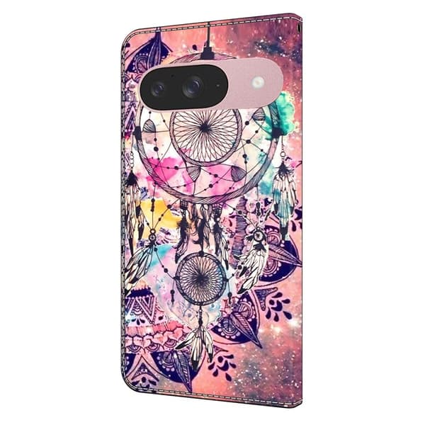 Google Pixel 9 / 9 Pro plånboksfodral mönstrat tryck stativ läder flip telefonskal - Vindspel Rosa