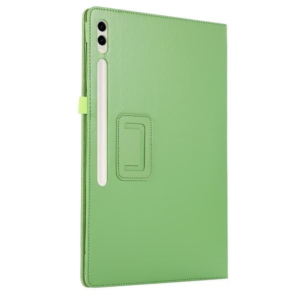 Samsung Galaxy Tab S10 Ultra Case Bi-Fold Stand Leather Tablet Cover Litchi Texture - Green Green