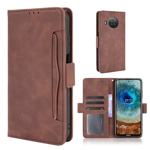 Nokia X10 / Nokia X20 moderni nahkainen lompakkokotelo - Ruskea Brown