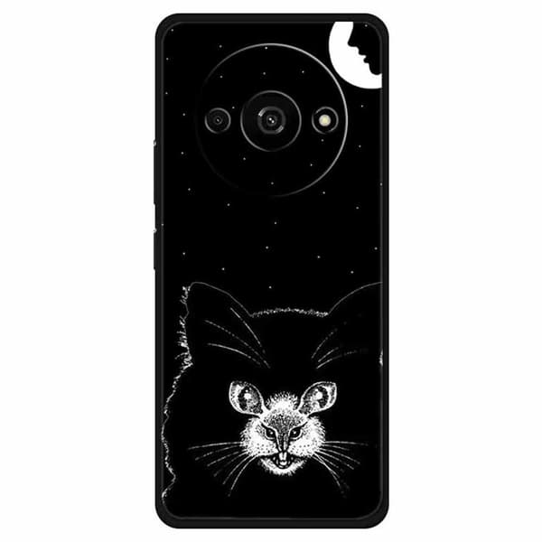 Imagine Xiaomi Redmi A3 / Xiaomi Poco C61 cover - Måne Kat Black