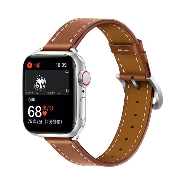 Apple Watch (45 mm) åndbar urrem i ægte læder - Brun Brown