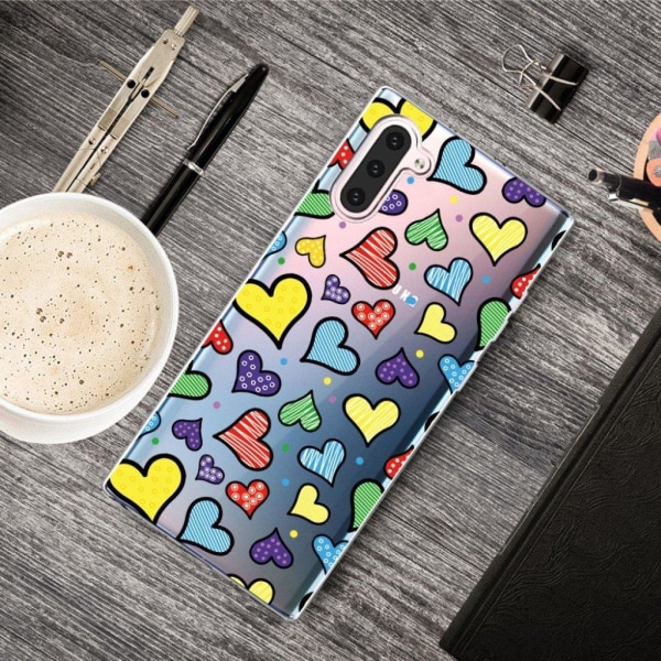 Deco Samsung Galaxy Note 10 kuoret - Rakkaus Hearts Multicolor