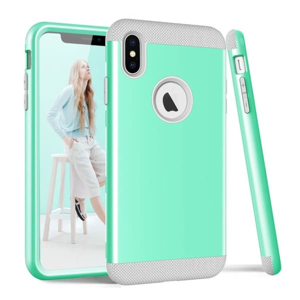 iPhone Xs Max beskyttelses deksel av silikon og plastikk - grå og grønn Multicolor