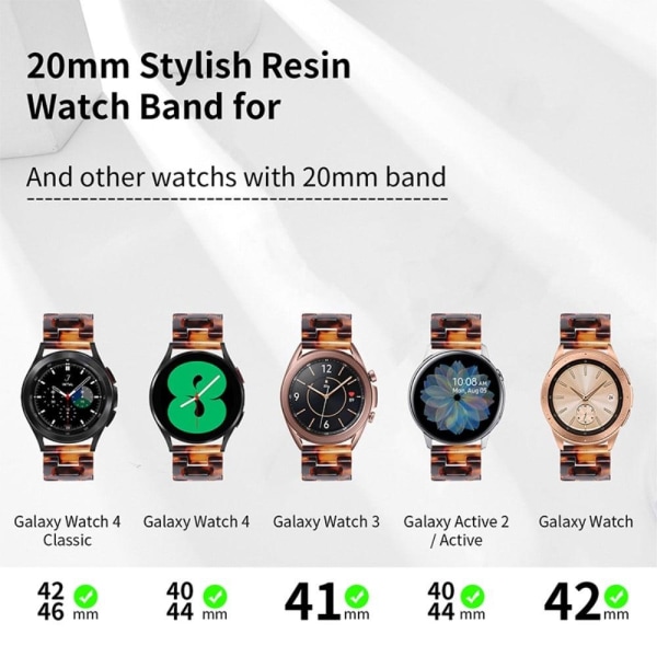 Urrem af harpiks i rustfrit stål til Samsung Galaxy Watch 4 - Skildpaddeskal Brown