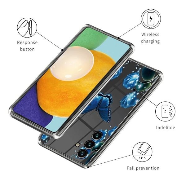 Butterfly läder Samsung Galaxy A54 fodral - Blå Blå