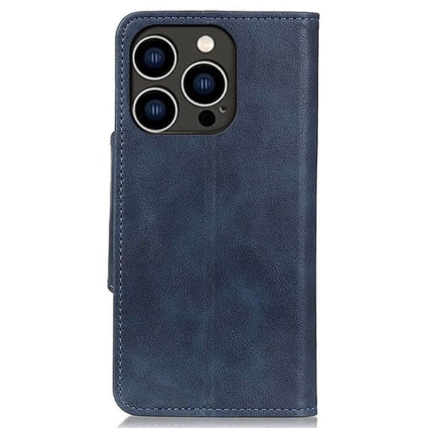 Alpha iPhone 14 Pro læder flip etui - Blå Blue