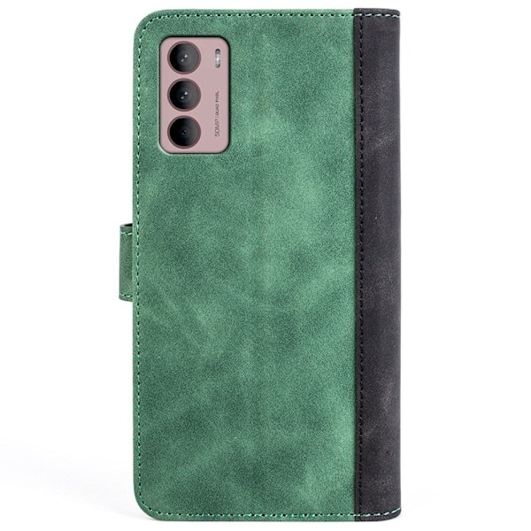 To Farvet Læder Flip Case til Motorola Moto G42 - Grøn Green