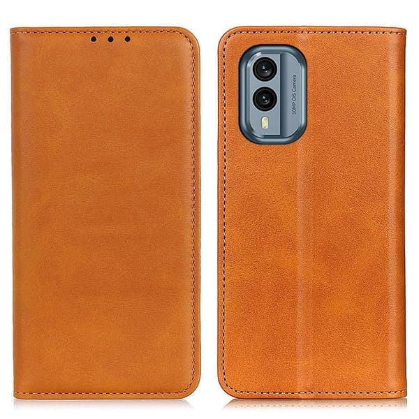 Flip Etui med Pung i Ekte Lær til Nokia X30 - Brun Brown