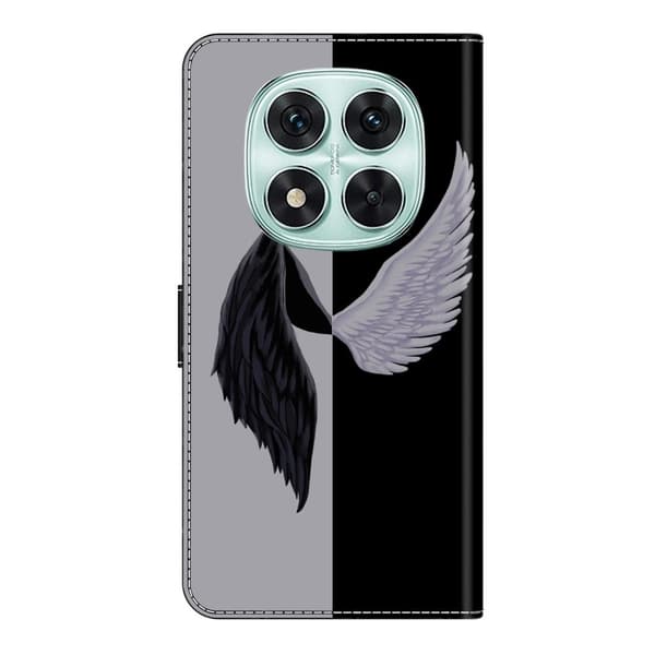 Xiaomi Redmi Note 14 Pro 5G Etui med magnetisk lås 3D-mønster Læderpung Telefoncover - Sort / Sort White