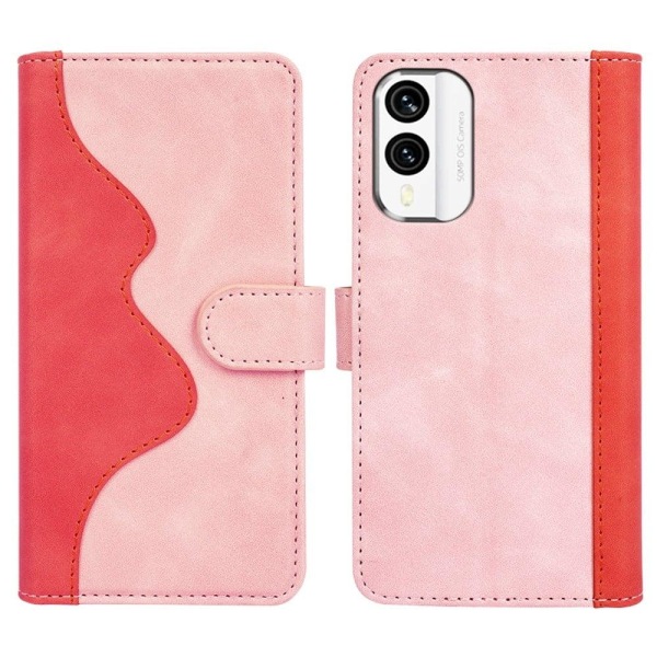 Two-color leather flip case for Nokia X30 - Pink Pink