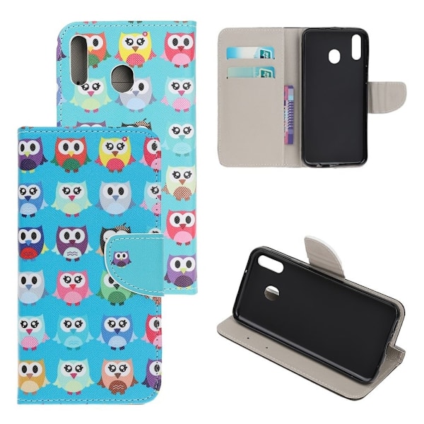 Wonderland Samsung Galaxy A20e etui - Mange Søde Ugler Blue
