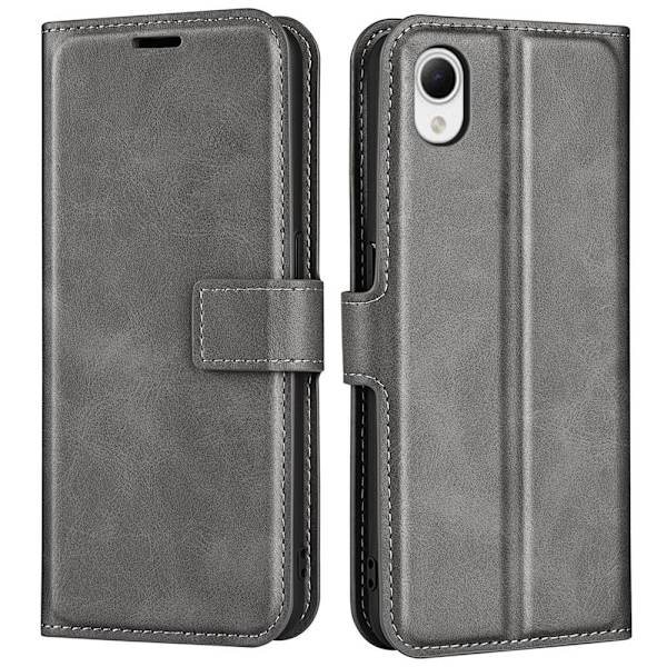 Lompakko Nahkakotelo For Samsung Galaxy A23e - Harmaa Silver grey