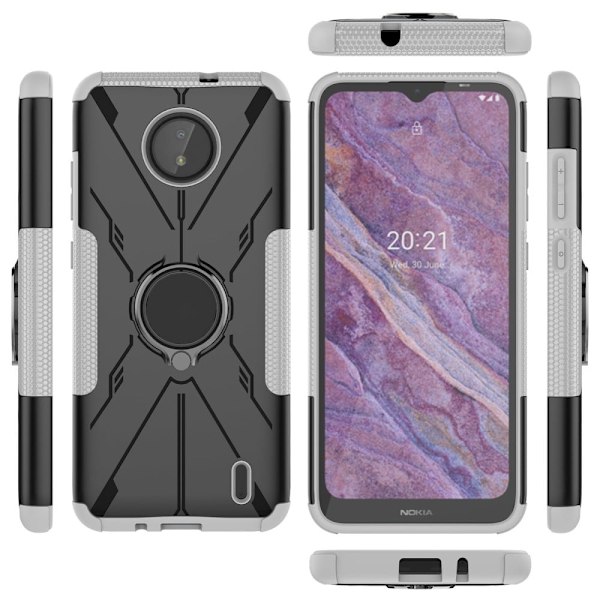 Kickstand-skydd med magnetisk platta för Nokia C10 / C20 - Vit Vit