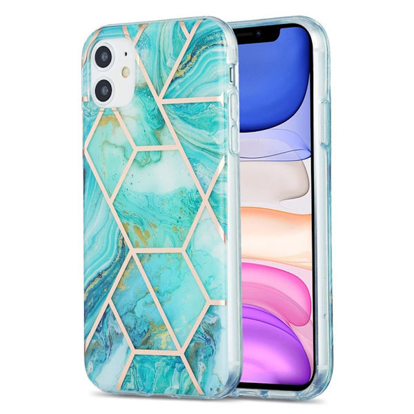Marble iPhone 11 Etui - Grønn / Gull / Hvit Green