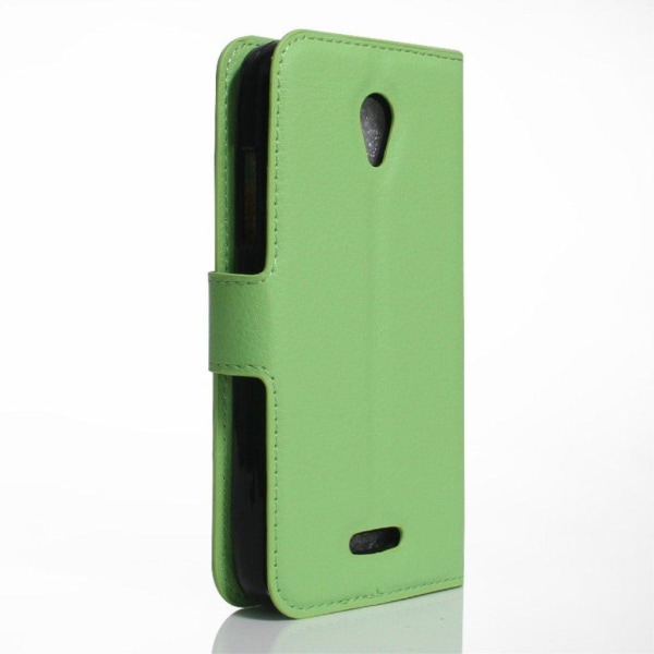 Lenovo A Plus litchi korn PU læder flip etui - Grøn Green