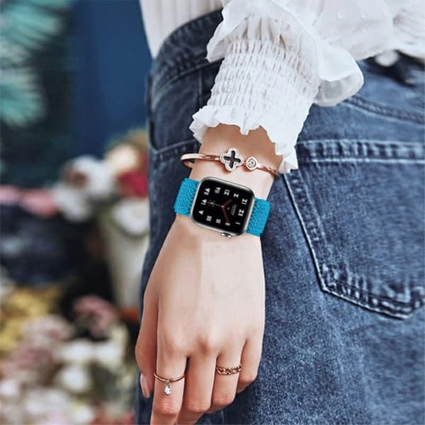 Apple Watch 42mm - 44mm nylon design urrem - Himmelblå Blue