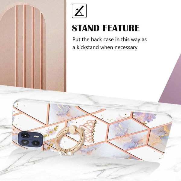 Marble Patterned Suojakuori With Ring Holder For Motorola Moto G50 5G - Kruunu Multicolor