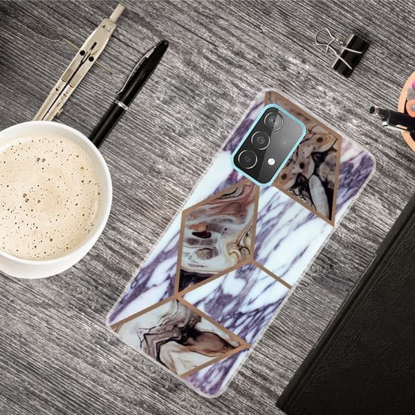Marmormotiv Samsung Galaxy A73 skal - Blå Och Brun Marmor multifärg