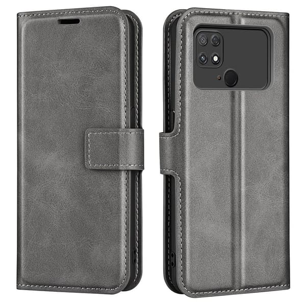 Læretui med Lommebok til Xiaomi Poco C40 - Grå Silver grey