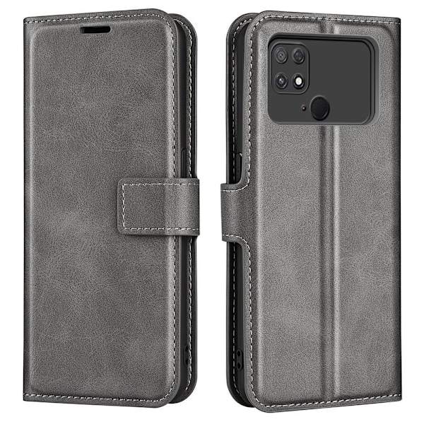 Lompakko Nahkakotelo For Xiaomi Poco C40 - Harmaa Silver grey