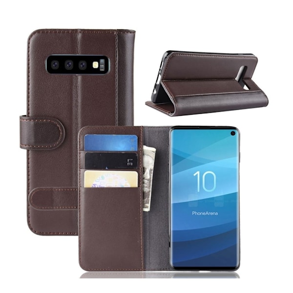 Samsung Galaxy S10 split läderfodral i äkta läder - Kaffe Brun