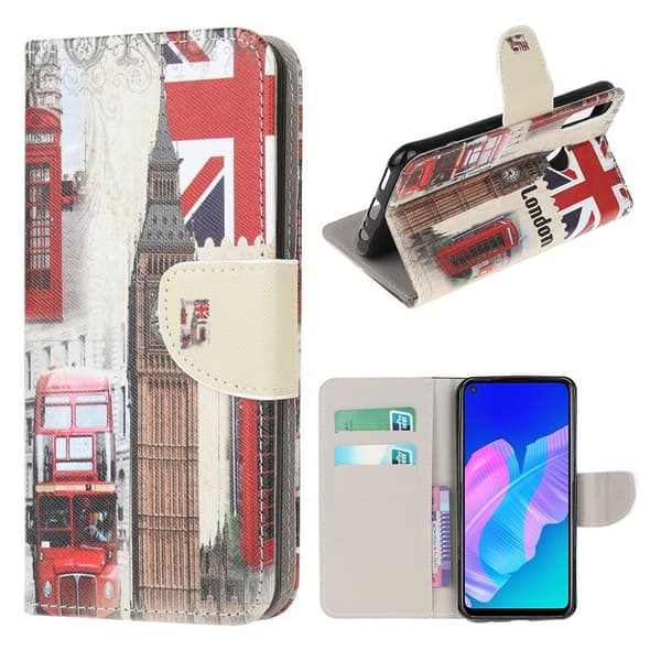 Wonderland Huawei P40 Lite E flip-etui - London-Elementer Multicolor