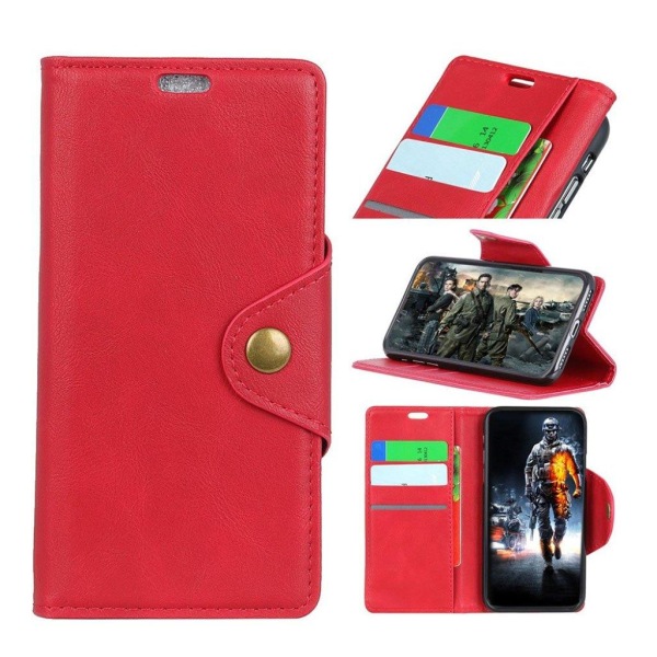 Motorola Moto E5 Play mobiletui i kunstlæder med stativ og pung Red