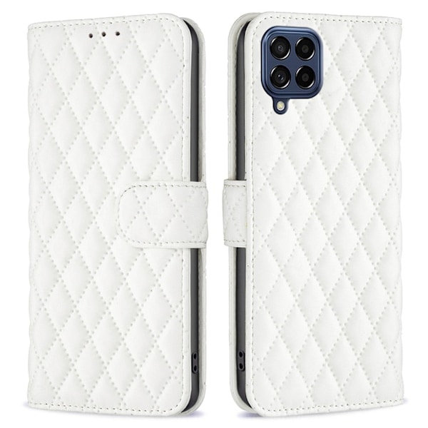 Rhombus Mønster Matte Flip Case til Samsung Galaxy M53 5g - Hvid White