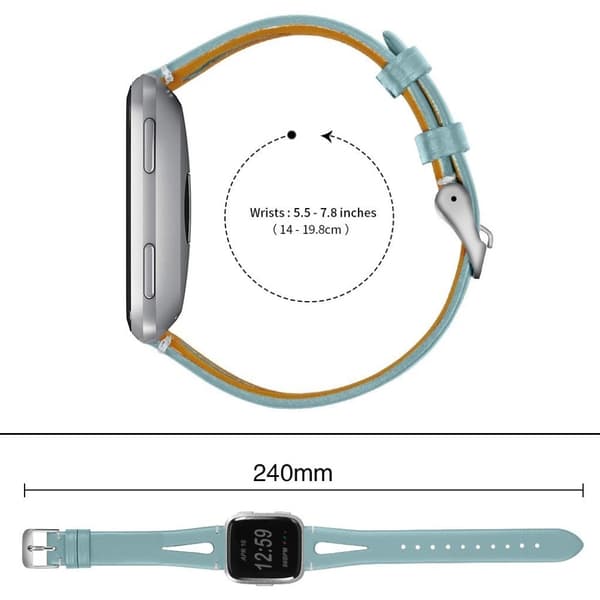Genuine leather watch band for Fitbit Versa - Cyan Grön