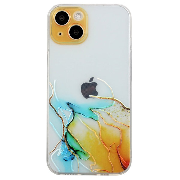 Marble iPhone 15 Plus Etui - Gul Multicolor
