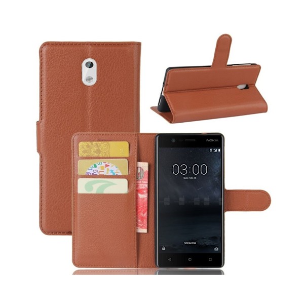 Nokia 3 moderni nahkakotelo - Ruskea Brown